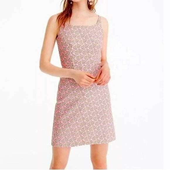 J.Crew Parasol Umbrella Print Pink Jacquard Tank Sheath Mini Dress - NWT
